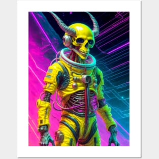 Devil Skull in Retro Space Posters and Art